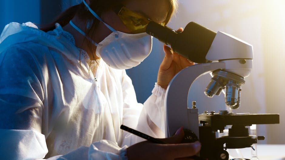 Científico observando diapositivas microscópicas en laboratorio